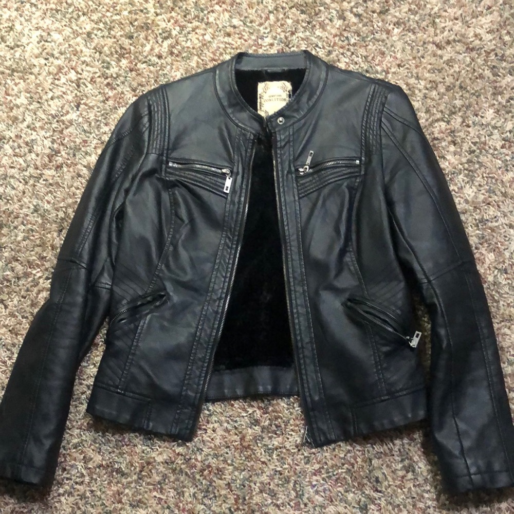 Black leather coat with soft inside